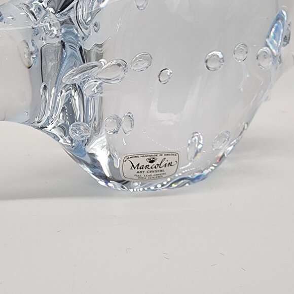 Signed Marcolin Art Glass Paperweight Crystal Fish Figure Bubbles 4.75" Tall - Picture 6 of 9